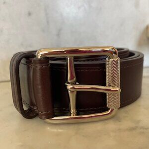 COACH Vintage Brown Leather Silver Tone Textured Buckle Men's Belt 38